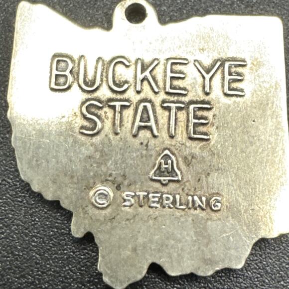 Vintage Sterling Silver Ohio State Charm Buckeye State 925 U1 - Picture 5 of 5